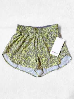 NWT Lululemon Track That HR Short 3” – Leopard Camo Highlight Yellow – Size 6